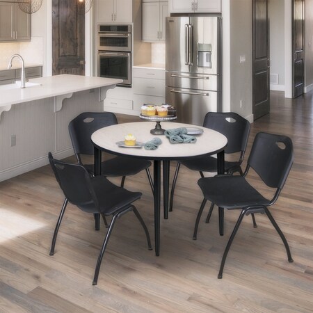 Regency Kahlo Round Table & Chair Sets, 42 W, 42 L, 29 H, Wood, Metal, Plastic Top, Maple TPL42RNDPLBK47BK